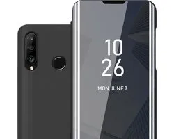 Cadorabo Coque compatible avec Huawei P30 LITE en TOURMALINE NOIR - Coque de protection miroir transparente avec fonction support, Protection à 360 degrés