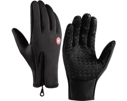 BukkitBow – Handschoenen met Touch Vinger – Winter Handschoenen – Fietshandschoenen Met Touch Tip – Touchscreen Handschoenen Geschikt voor Fiets & Scooter – Ideaal voor Wandelen – Winddicht & Fleece Voering - Zwart - L