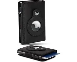 Smart Wallet - 100% echt leer - RFID Blocking Technology - Slim Minimalistische Air Tag - Beste cadeau voor mannen - Credit Card Money Houder zwart - 20 EU
