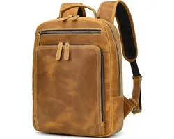 Men's Leather Backpack Travel Backpack Large Hand Luggage Travel Backpack 14.15" Laptop Backpack Daypack for Travel - ShopVlot