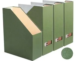 Magazine Holder - File Holder and Desk Organizer, Cardboard Book Organiser & Document Storage Box, Magazine Holder for Classroom, Home and Office (Leaf Green, 4 Pack)