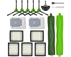 Pièces de rechange pour iRobot Roomba J Plus Series J5+ J6+ J7+ J8+ J9+ : 1 brosse principale, 2 sacs à poussière, 5 brosses latérales noires, 5 filtres, 1 roue avant (sans Combo j7+ j9+)
