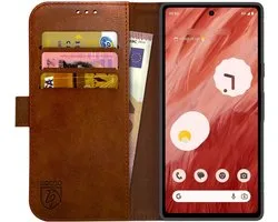Rosso Element Book Case Wallet Hoesje Geschikt voor Google Pixel 7a | Portemonnee | 3 Pasjes | Magneetsluiting | Stand Functie | Bruin