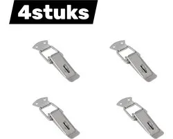 Set van 4 - RVS deurslot kast box spring slot hasp - Duckbill veer hasp gereedschapskist slot - houten kist metalen slot houten kist anti-diefstal slot