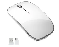 Gadgetplace Souris sans fil pour ordinateur portable et Ordinateur - Ergonomique - Clic silencieux - Adaptateur USB C - Wit