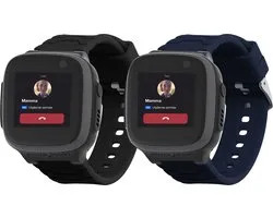 kwmobile horlogeband geschikt voor XPLORA X5 / X5 Play - Maat S - 2x siliconen armband voor fitnesstracker in zwart / donkerblauw