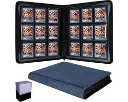 LotaHome - Toploader Binder - Verzamelmap - Inclusief 25 Toploaders - Ruimte voor 252 Speelkaarten - XXL formaat - 9 Pocket Verzamelmap - Verzamelmap voor kaarten met Rits - Trading Kaarten - Pokemon Kaarten - Album voor Kaarten - Blauw - 3''X4''