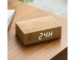 Réveil Gingko - Réveil Flip Click Clock Bambou Naturel - rechargeable