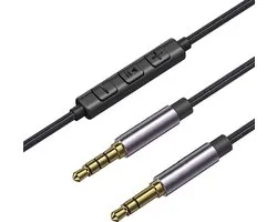 Aux kabel met volumeregelaar en microfoon - 3.5mm Jack naar 3.5mm Jack audiokabel - Voor koptelefoon, tablet, computer, laptop, auto, smartphone en meer