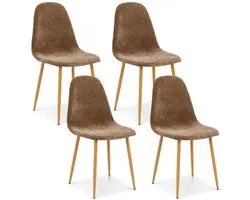 Chaises de salle à manger PUNTA, lot de 4 – marron foncé