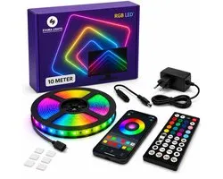 Bande LED - 10 mètres - RVB - avec télécommande et application téléphone - dimmable - éclairage LED intelligent - minuterie et mode musique