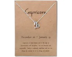 Collier Bixorp Stars Capricorne / Capricorne - Collier couleur argent sur carte cadeau - Constellation / Pendentif Zodiac