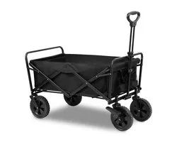 Bolderkar - Bolderwagen Opvouwbaar - Kinderenvervoer Bolderkarren Tuinkar Kinderwagen - met Duwstang Opvouwbare Draag Kar Bolder Wagen Strandkar - Zwart
