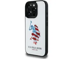 Association américaine de polo Étui en cuir pour iPhone 15 Pro Max 6,7 pouces, motif drapeau américain