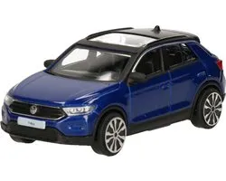 Bburago Modelauto Volkswagen T-Roc 2021 - blauw - 10 cm - schaal 1:43 - speelgoedauto