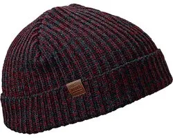 Korte rolmuts zeemansmuts herenmuts fisherman muts van acryl kleur bordeaux rood one size