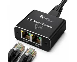 Monii Ethernet splitter - Netwerk Switch - 2 Poorten - Tot 1000Mbps - Netwerk Splitter - Internet Splitter - Adapter - RJ45, Cat5, Cat6, LAN, UTP