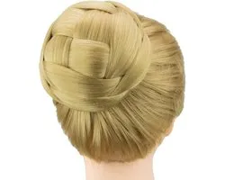medium size - gevlochten chignon danser haar cover donut - haarstukken, accessoires, scrunchies, knot, pruik, opgestoken, huwelijksfeest - as blond - kapsel voor vrouwen