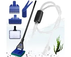 Kit de nettoyage pour aquarium Édition Pro avec siphon manuel | Kit complet pour le changement d'eau avec racloir à algues inclus, râteau à gravier, épuisette et accessoires | Accessoires d'aquariophilie pour une eau cristalline