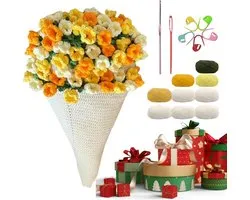 Bouquet Blanket Kit - Flower Crochet Knitting Set, Handmade Gift Crafting | Romantic Home Decor Throw, Birthday Surprise, Personalized Mother Day Present For Women Mom