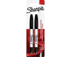Stylo feutre Sharpie twin tip rond 0.5mm et 0.9mm noir blister de 2 pièces