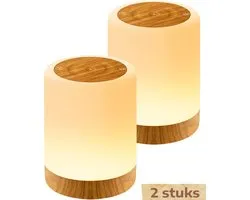 Veilleuses LED Glowy - Set de deux - Lampe de table sans fil avec 256 couleurs et 3 modes - Minuterie et mémoire - Veilleuse tactile pour Enfants et Adultes - Éclairage d'ambiance pour chambre et salon