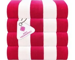 CASA COPENHAGEN Cabana Towel Designed in Denmark, Robuste et Durable, Serviette à séchage rapide pour la plage, la piscine, le bain et la douche, 76 x 152 cm, Ensemble de 4 serviettes en coton - Rose