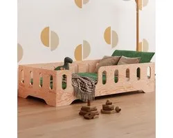 Smartwood Kinderbed 90 x 200 cm - Montessori bed met bescherming tegen uitrollen en lattenbodem - TILA 2L