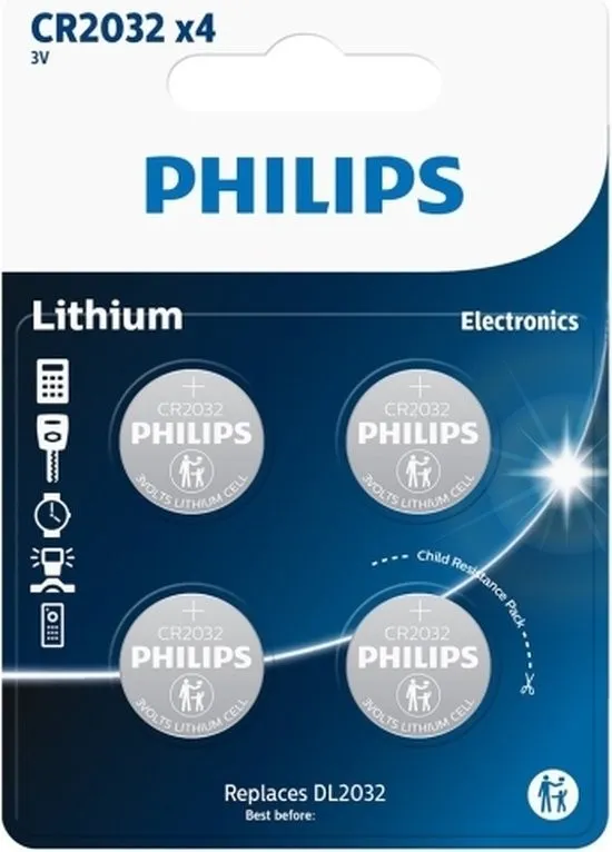 Philips Lithium CR2032 3V - 4 batterijen