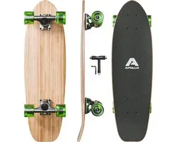 Apollo Mini Longboard | Midi Cruiser als compleet board, 70 cm (30 x 8) | wendbaar Kick Tail Mini Longboard van hout in vintage skateboard-stijl | Longboard volwassenen met High Speed ABEC 9