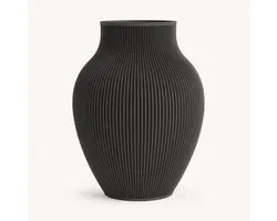Tayo Japandi Vaas 25 cm Mat Zwart – Ribbel Design – Waterdicht