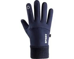 Tech Fleece Handschoenen Blauw - Waterdichte Touchscreen handschoenen - Winter - Scooter / Fiets / Wandelen - Heren en Dames - Sport - Touchscreen - Maat L - Blauw - Sinterklaas - Kerst