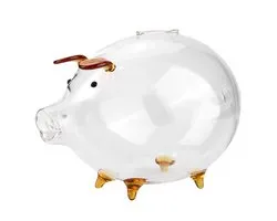 longziming -Tirelire Cochon Transparente – Tirelire – Design Petit Cochon Mignon – Verre Borosilicaté Durable – Favorise la Discipline d'Épargne – Cadeau Idéal pour les Enfants et les Adultes