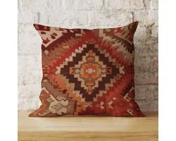 Chinoiserie Throw Pillow Case Terracotta KilimTurkish Style Pillowcases Traditional Chinese Decorative Pillow Home Cotton Linen 16x16 inch Chic Pillowcase For Living Room Sofa