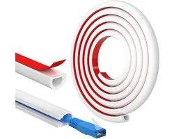 OUYLAF 2m kabelgoot - zelfklevende kabelgoot - Cable Management - Mini-kabelgoot voor wandmontage - Vlamvertragend - Overschilderbaar - Wit