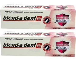 Blend-a-dent - Plus Premium kleefcrème – Anti-Kruimel formule - voor gebit en deelprothese - Voordeelset 2 stuks a 40 gram!!- Neutrale Smaak.