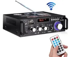 Versterker Stereo HiFi - Bluetooth 5.0 - HIFI Bluetooth Power Amplifier - Audio Versterker - Versterker - Stereo Versterker - Amplifier - Versterkers - FM-radio - SD/USB-kaartingang - LCD-scherm