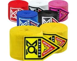 OXBOXING Boxing Wraps Geel - Boksbandages Set van 2 - 4.5m Handwraps voor Boksen & Kickboksen - Pols- en Knokkelbescherming - MMA & Sportschool