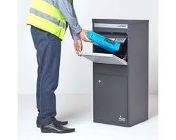 Smart Parcel Box™ Pakketbrievenbus – Grote Pakketbox / Pakketkluis – Gegalvaniseerd Staal – Voor- & Achtertoegang - Grijs