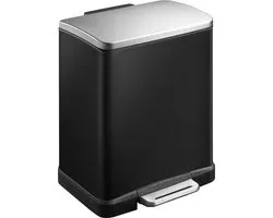 EKO - E-Cube pedaalemmer 20 liter - Stainless steel Plastic - zwart glanzend, mat RVS - Prullenbak