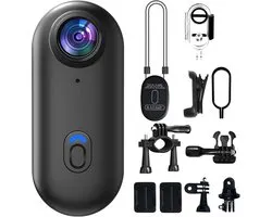 Mini Action Camera 1080P - Draagbare bodycam met duim-POV-functie - Draagbare videorecorder met IPX7 waterdichte onderwatercamcorder, helmbevestiging en magnetische sport-DV voor op de fiets - Zwart