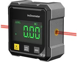 Ulisem - Digitale hoekmeter - 4x90° precisie - Groot led-scherm - Magnetische voet - USB oplaadbaar - Voor hout- en metaalbewerking - Nauwkeurig en draagbaar - Met schakelaar en nulstelling