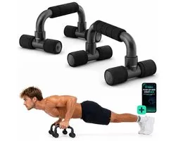 Hulser Opdruksteunen - Push-up bar - Met startgids - Zwart - Grips - Steun - Parallettes bars - Opdrukken - Calisthenics