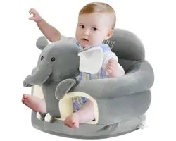Mogi Products-Pouf Bébé Éléphant - Siège de Sol Confortable - Siège Bébé avec Soutien du Dos - Gris/Peluche