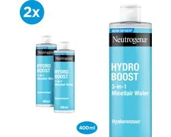Neutrogena Hydro Boost 3-in-1 Micellair Water, Alcoholvrij en Dermatologisch Getest, Geschikt voor Alle Huidtypes, 2x400ml