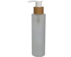 Solidchoice - Dailygoody - Lege Refillable Frosted Glass Pomp Druk Bottle - Lotion Dispenser - Bamboe Cap - 120 ml - Make-up Container - Perfect voor Emulsion en Se...