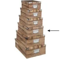5Five Boîte/boîte de rangement - 3x - Impression bois foncé - L40 x L26,5 x H14 cm - karton robuste - Treebox