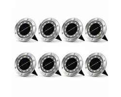 Suntac Solar Grondspots Buiten – 8 Stuks – 12 LED – Warm Wit – IP65 – RVS Zilver