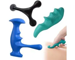 Handmatig hulpmiddel - voor triggerpointmassage en duimbeschermer - 3 stuks - Nekmassage Apparaat - Draagbare Massage Apparaat - Ruggenkrabber - Rugmassage - Body Massager - Massager Dij - Beenmassage - Ontspannende Nek, Schouder, Rug en Voet