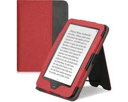 kwmobile flip cover voor e-reader - geschikt voor Tolino Vision 1 / 2 / 3 / 4 HD - Van imitatieleer en -suède - In rood / donkergrijs